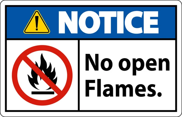 Notiz Open Flames Etikett Zeichen Auf Weißem Hintergrund — Stockvektor