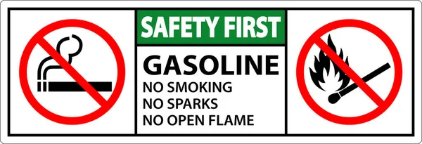 Safety First Benzin Smoking Funken Oder Offene Flammen Zeichen — Stockvektor