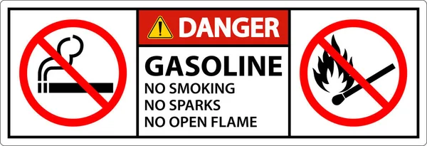 Danger Essence Non Fumer Des Étincelles Des Flammes Ouvertes Signe — Image vectorielle