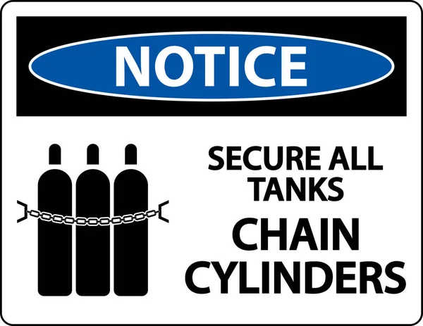 Hinweisschild Alle Tanks Kettenzylinder Sichern — Stockvektor