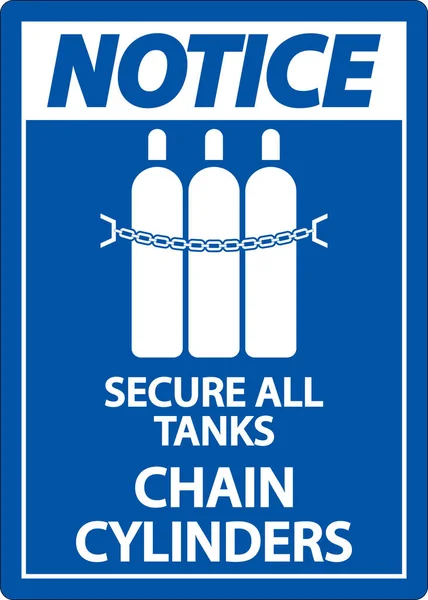 Hinweisschild Alle Tanks Kettenzylinder Sichern — Stockvektor