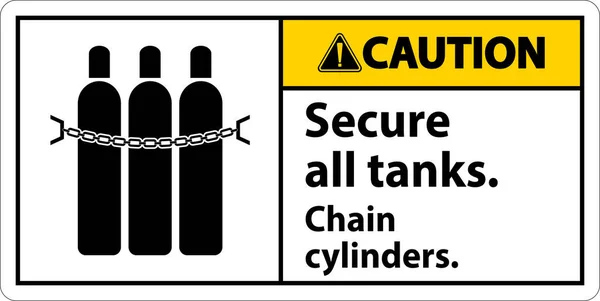 Caution Sign Secure All Tanks Chain Cylinders — Stock Vector
