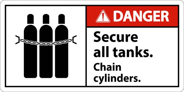 Tehlike Şareti Tüm Tankları Zincir Silindirlerini Güvene Alın — Stok Vektör