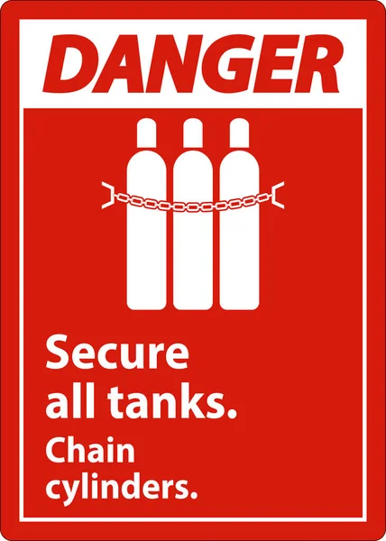 Gefahrzeichen Sichern Alle Tanks Kettenzylinder — Stockvektor
