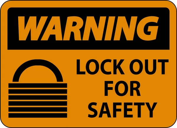 Warnung Lock Out Etikettenschild Auf Weißem Hintergrund — Stockvektor