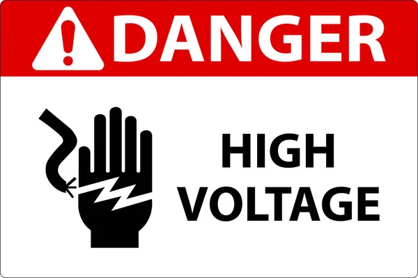 Tehlike Yüksek Voltaj Etiketi Şareti — Stok Vektör