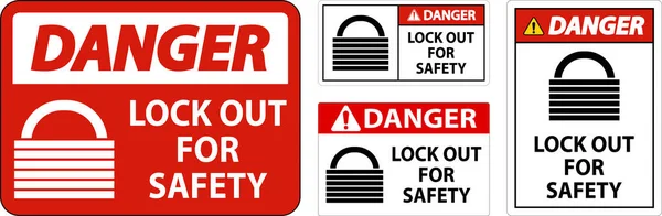 Danger Lock Out Etikettenschild Auf Weißem Hintergrund — Stockvektor