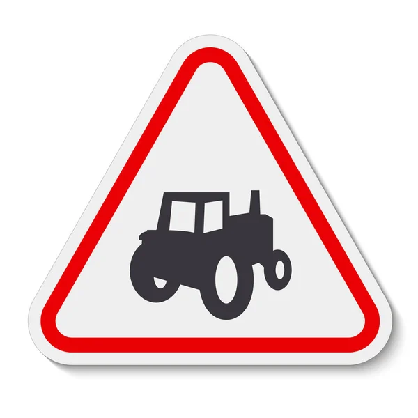 Farm Machinery Crossing Sign White Background — Stock Vector