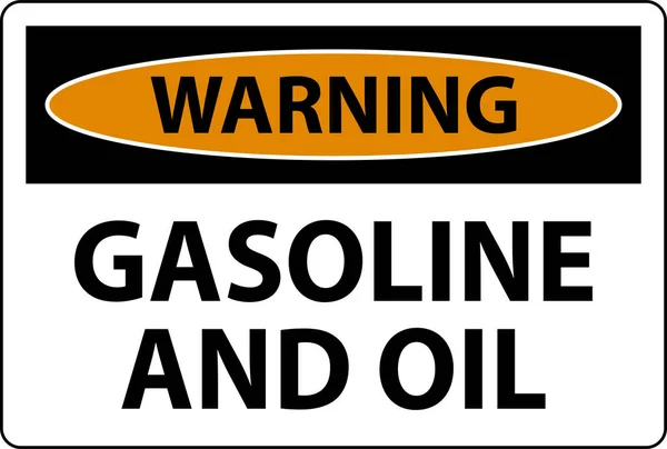 警告サインガソリンと油白の背景に — ストックベクタ