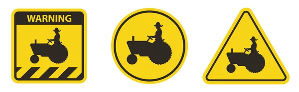 Farm Machinery Crossing Sign White Background — Stock Vector