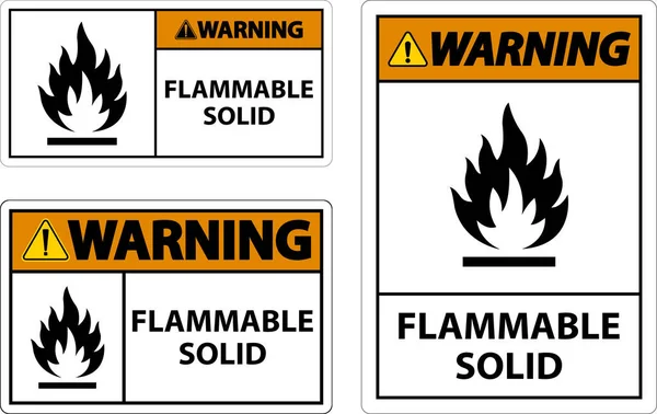 Warning Hazardous Signs Flammable Solid White Background — Stock Vector