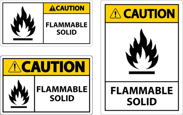 Stock vector Caution Hazardous Signs Flammable Solid On White Background