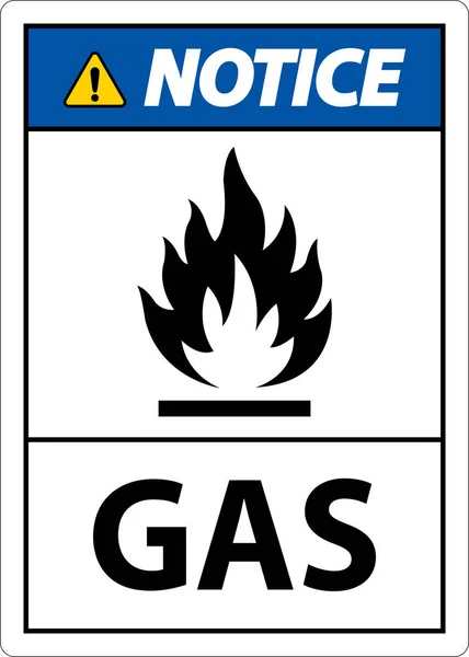 Symbol Hinweisschild Gas Auf Weißem Hintergrund — Stockvektor
