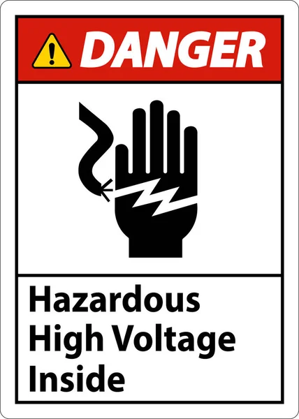 危険危険高電圧白の背景にサインイン — ストックベクタ