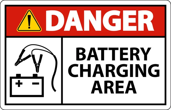 Danger Battery Charging Area Sign White Background — Stock Vector