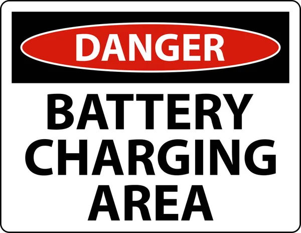 危険バッテリー充電エリア白い背景にサインイン — ストックベクタ