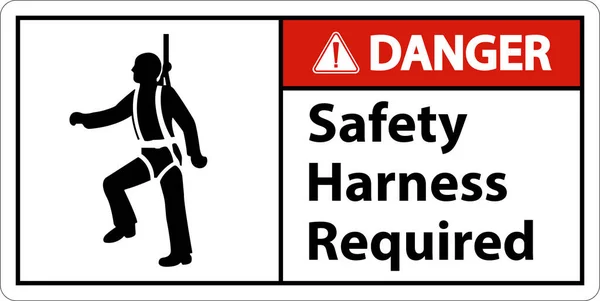 Stock vector Danger Safety Harness Required Sign On White Background