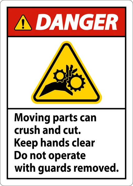 Les Pièces Mobiles Danger Peuvent Écraser Couper Signe Étiquette — Image vectorielle