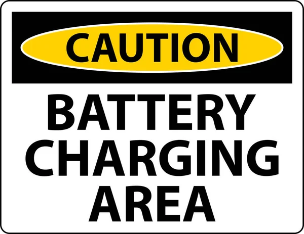 注意事項バッテリー充電エリア白い背景にサインイン — ストックベクタ