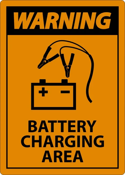 Warning Battery Charging Area Sign White Background — Stock Vector
