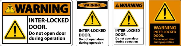 Предупреждение Безопасности Блокировка Дверей Открывается Время Эксплуатации — стоковый вектор