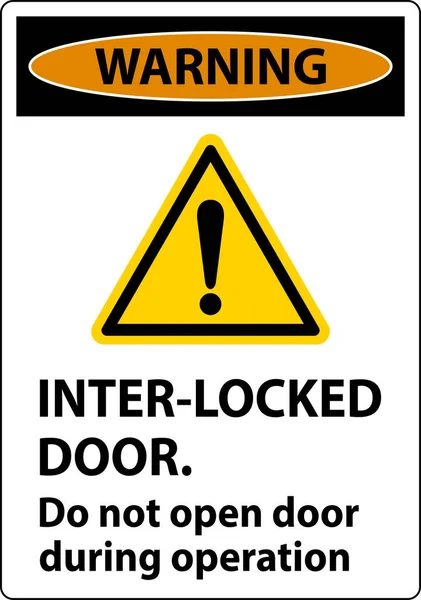 安全标志警告联锁门在操作期间不开门 — 图库矢量图片