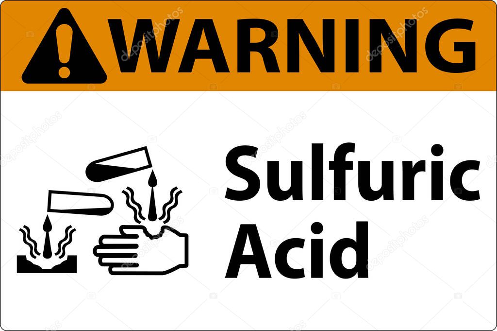 Warning Sulfuric Acid Sign On White Background
