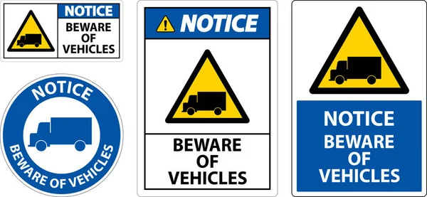 Upozornění Pozor Značky Vozidel Bílém Pozadí — Stockový vektor