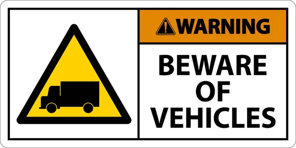 Figyelmeztetés Óvakodj Járművek Jel Fehér Háttér — Stock Vector