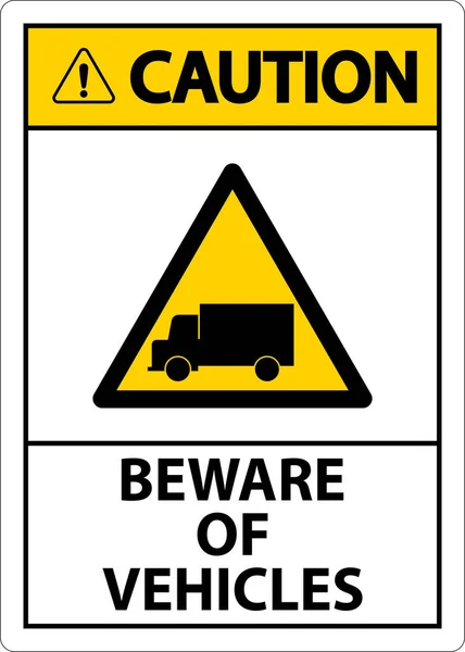 Vorsicht Vor Fahrzeugen Auf Weißem Hintergrund — Stockvektor