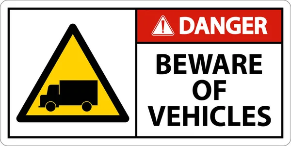 車の危険は白い背景に署名する注意してください — ストックベクタ