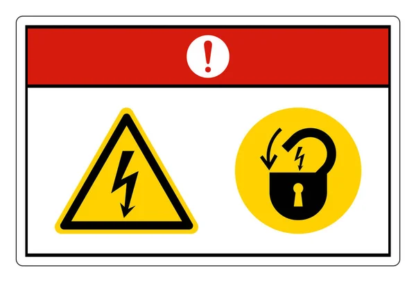 Niebezpieczne Napięcie Blokada Zasilania Elektrycznego Symbol Znak Białym Tle — Wektor stockowy