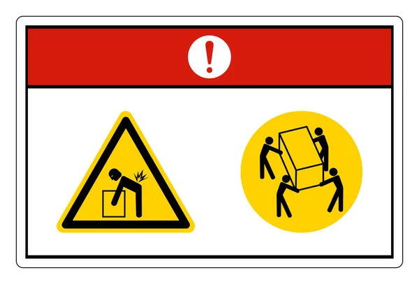 Caution Lift Hazard Use Four Person Lift Symbol Sign White — Stock Vector