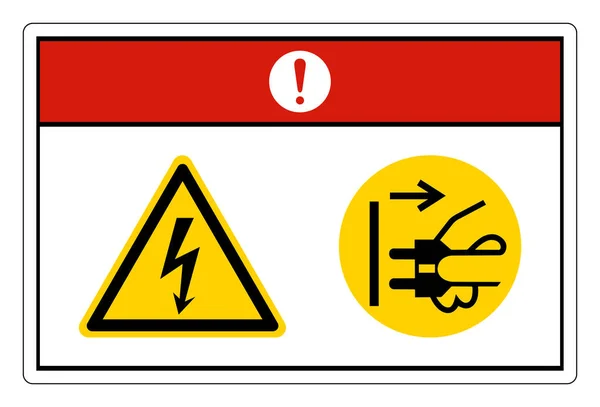 Niebezpieczne Napięcie Odłączyć Wtyczkę Zasilania Gniazdka Elektrycznego Symbol Znak Białym — Wektor stockowy
