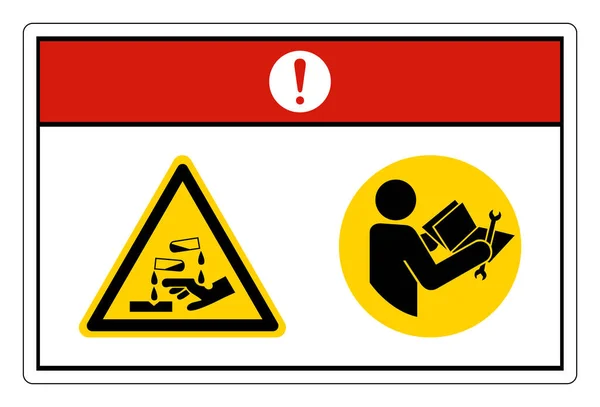 Danger Chemical Hazard Read Technical Manual Servicing Symbol Sign White — Stock Vector