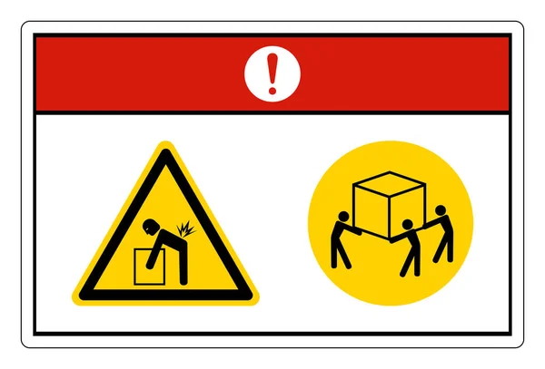 Danger Lift Hazard Use Three Person Lift Symbol Sign White — Stock Vector