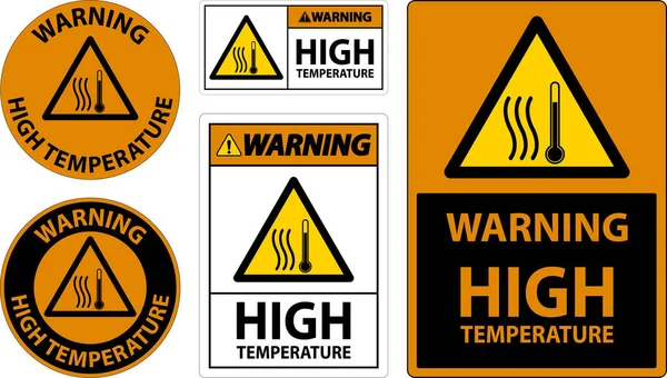 Warning High Temperature Symbol Text Safety Sign — Stock Vector