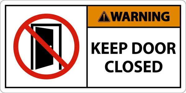 Warnung Halten Tür Geschlossen Schild Auf Weißem Hintergrund — Stockvektor