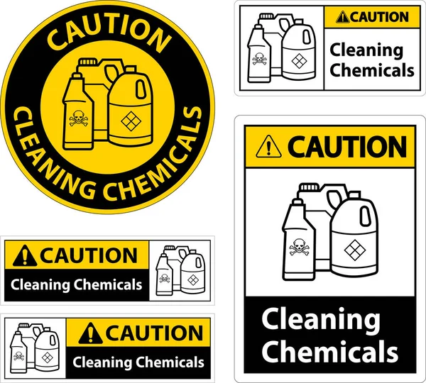Varning Underteckna Rengöring Kemikalier Tecken Vit Bakgrund — Stock vektor