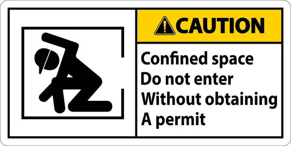 Caution Confined Space Enter Obtaining Permit — Stock Vector