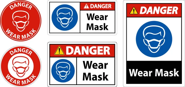 白色背景下的危险面具标志 — 图库矢量图片