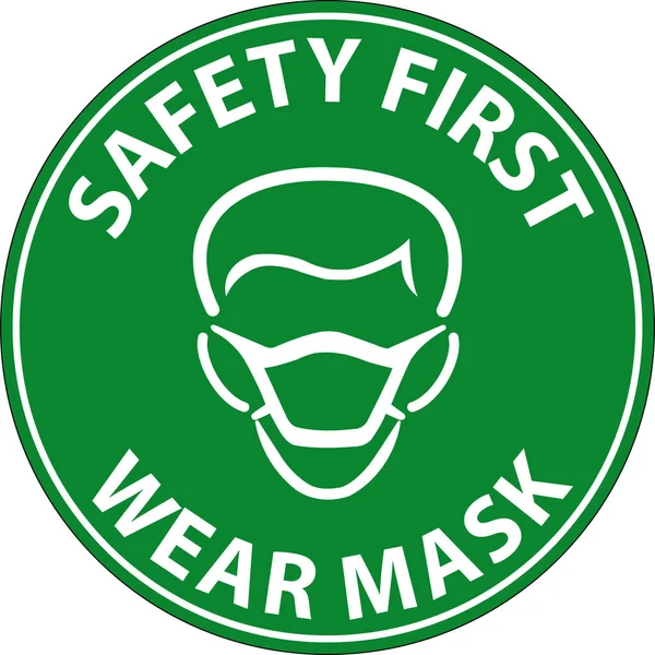 Primeiro Sinal Máscara Desgaste Segurança Fundo Branco —  Vetores de Stock