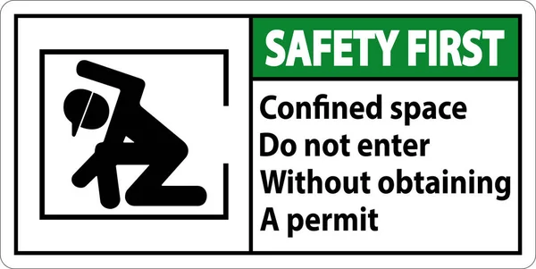 Safety First Confined Space Enter Obtaining Permit — Stock Vector