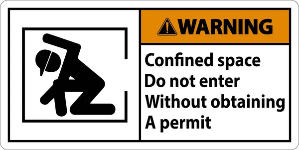 Warning Confined Space Enter Obtaining Permit — Stock Vector
