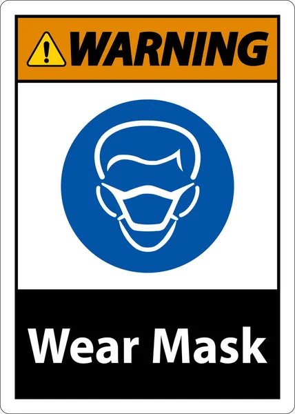 Señal Máscara Desgaste Advertencia Sobre Fondo Blanco — Vector de stock