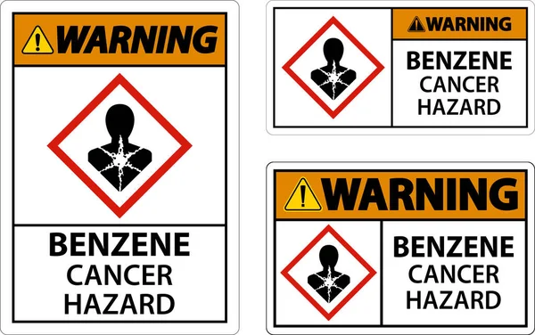 stock vector Warning Benzene Cancer Hazard GHS Sign On White Background