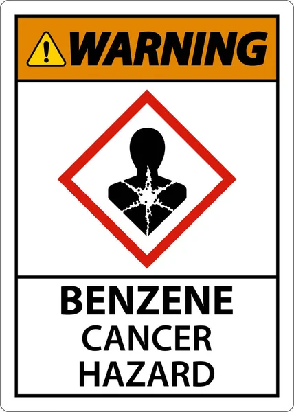 Warning Benzene Cancer Hazard Ghs Sign White Background — Stock Vector