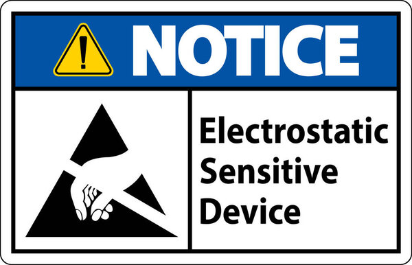 Notice Electrostatic Sensitive Device Sign On White Background