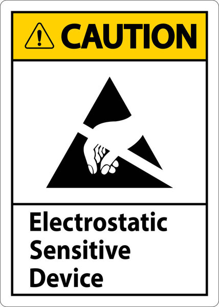 Caution Electrostatic Sensitive Device Sign On White Background