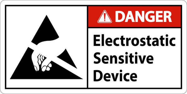 Danger Electrostatic Sensitive Device Sign On White Background
